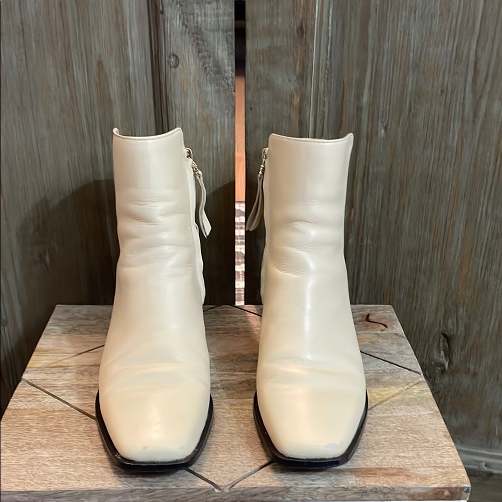 Sam Edelman - Thatcher Leather Ankle Boots - Cream - Size 8.5M